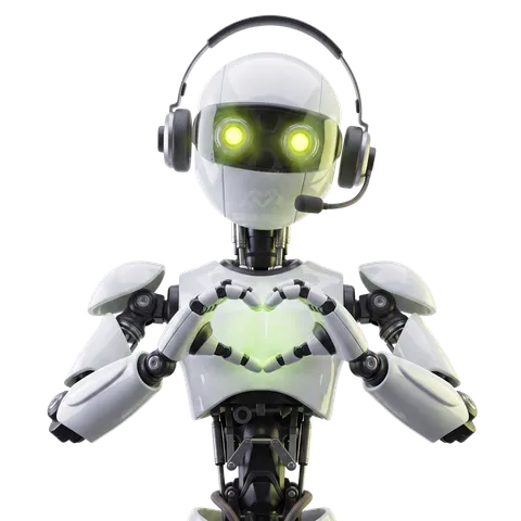 Robot U2S agradeciendo con un corazón a nuestros clientes